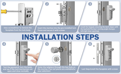 EASILOK  SK4510S(sfic): Universal Handing Mechanical Keyless Storefront Door Deadlatch | SFIC Key Override | Drill-Free DIY Adams Rite 4510S Replacement with Push Paddle 1.1/8"-Black,cross-patented