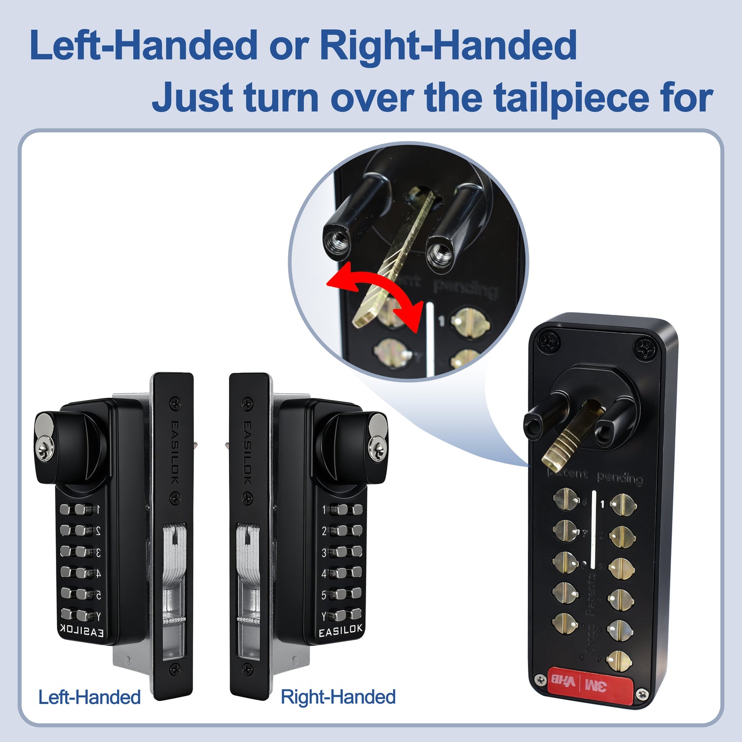 EASILOK SK1850S(sfic): The Only Drill-Free Combination Keyless Storefront Door Lock with SFIC Key Override & DIY Installation in The World