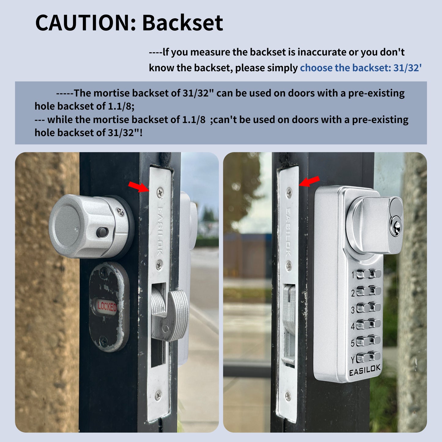 EASILOK SK1850S(sfic): The Only Drill-Free Combination Keyless Storefront Door Lock with SFIC Key Override & DIY Installation in The World
