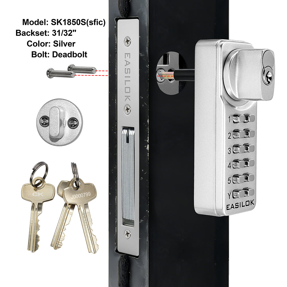 EASILOK SK1850S(sfic): The Only Drill-Free Combination Keyless Storefront Door Lock with SFIC Key Override & DIY Installation in The World