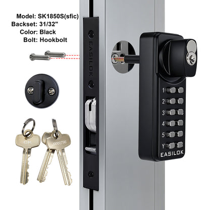 EASILOK SK1850S(sfic): The Only Drill-Free Combination Keyless Storefront Door Lock with SFIC Key Override & DIY Installation in The World