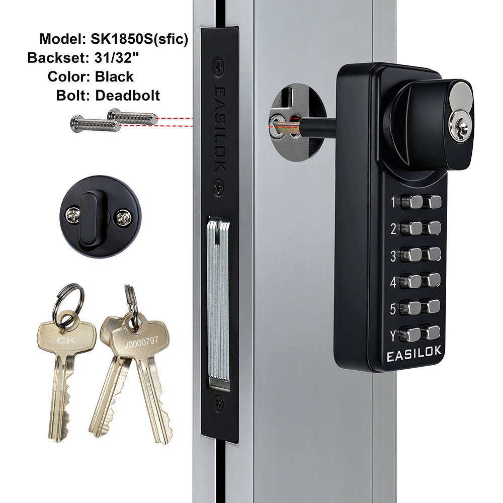 EASILOK SK1850S(sfic): The Only Drill-Free Combination Keyless Storefront Door Lock with SFIC Key Override & DIY Installation in The World