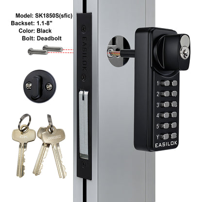 EASILOK SK1850S(sfic): The Only Drill-Free Combination Keyless Storefront Door Lock with SFIC Key Override & DIY Installation in The World