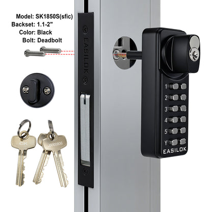 EASILOK SK1850S(sfic): The Only Drill-Free Combination Keyless Storefront Door Lock with SFIC Key Override & DIY Installation in The World