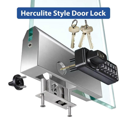 SK777S（sfic): Keyless Herculite Glass Door Bottom Rail Lock with SFIC Key Override | DIY installation & Drill-Free Replacement (Drop-in) for CRL 777S & FHC777 & ILCO BRL, 0.84", Silver,cross-patented
