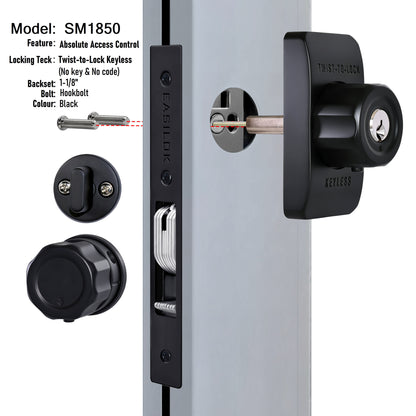 EASILOK SM1850 Mechanical Storefront Door Lock - Patented Twist-to-Lock Keyless  with No key No code- Absolute Owner Control - Drill-Free DIY Replacement for Adams Rite MS1850S - 100% Reliability