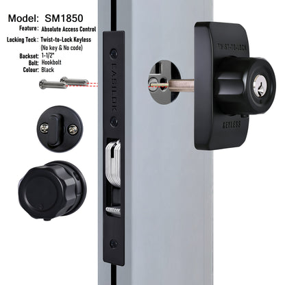 EASILOK SM1850 Mechanical Storefront Door Lock - Patented Twist-to-Lock Keyless  with No key No code- Absolute Owner Control - Drill-Free DIY Replacement for Adams Rite MS1850S - 100% Reliability