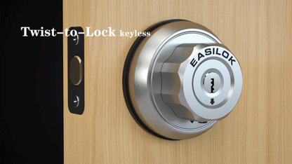 E2 Mechanical Outdoor Gate Lock – Keylessly Twist-to-Lock waterproof Rustproof Deadbolt for Wrought Iron Gates, Metal Pedestrian Gates & Perimeter Security  Black Dimple Keyway