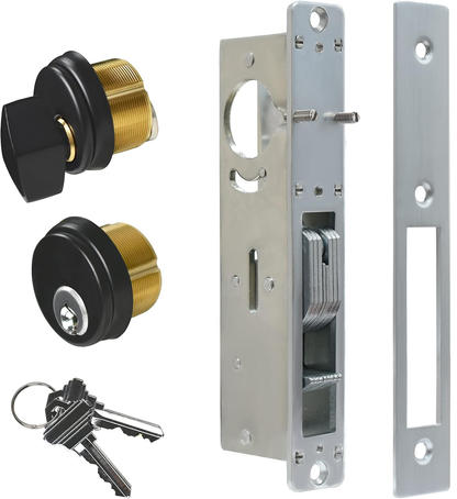 Adams Rite Style MS1850S Storefront Door Lock for Aluminum Glass Doors with Commeical Solid Brass Single Cylinder, 1.1/8"