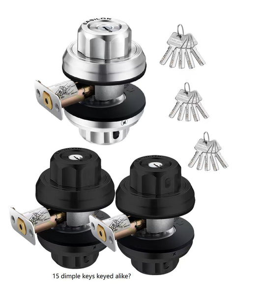 EASILOK E2  twist to lock deadbolt without any keys for front door knob lock  Silver 3 Packs(Dimple key)