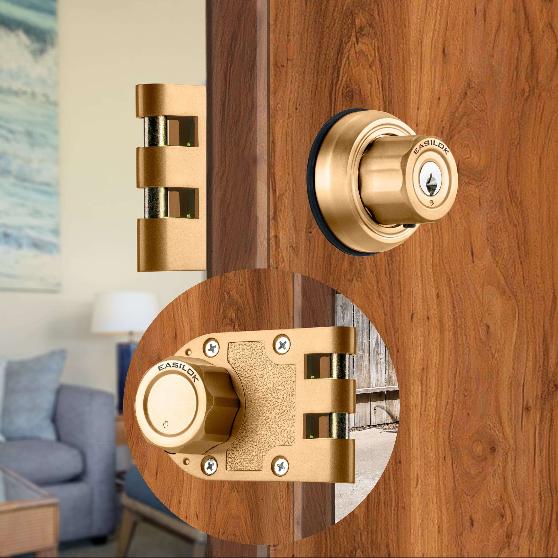 EASILOK E9 Jimmy Proof Deadbolt Lock Twist-to-Lock Keyless with Anti-Mislock Button & Unpickable Night Latch, Single Cylinder deadbolt Prohibits Forced Entry Silver