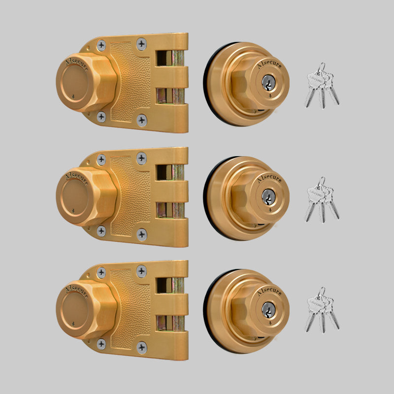 AIsecure 3*A9  (Schlage keyway) Jimmy Proof Lock SC keyway, with Night Latch & Anti-Mislock Button, Brass