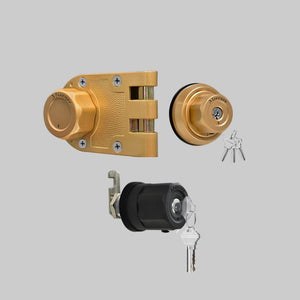 AIsecure 3*A9  (Schlage keyway) Jimmy Proof Lock SC keyway, with Night Latch & Anti-Mislock Button, Brass
