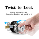 EASILOK 3*E2（1*brass E2+2*silver E2，dimple Keyway） with Keyed Alike Combo, Twist to Lock Deadbolt Lock Keyless with Night Latch & Anti-Mislock Button