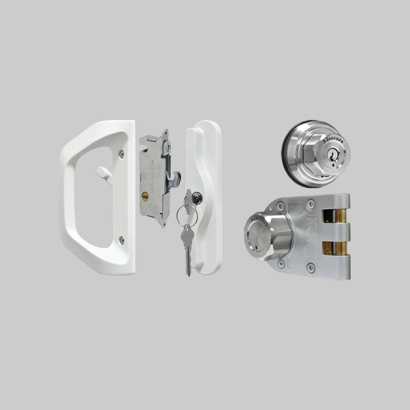 EASILOK Jimmy Proof Lock(A9) & Sliding Patio Door Handle with cylinder (A10) - Key aliked combo , Schlage Keyway