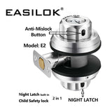 EASILOK 2*E2 with Keyed Alike Combo, Twist to Lock Deadbolt Lock Keyless with Night Latch & Anti-Mislock Button