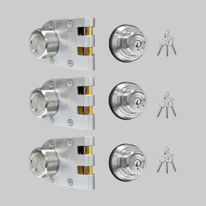 AIsecure 3*A9  (Schlage keyway) Jimmy Proof Lock SC keyway, with Night Latch & Anti-Mislock Button, Silver