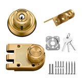 EASILOK A9 Jimmy Proof Lock SC keyway(Schlage keyway), Twist to Lock Deadbolt Lock Keyless with Night Latch & Anti-Mislock Button, Security Child Safety Lock, brass