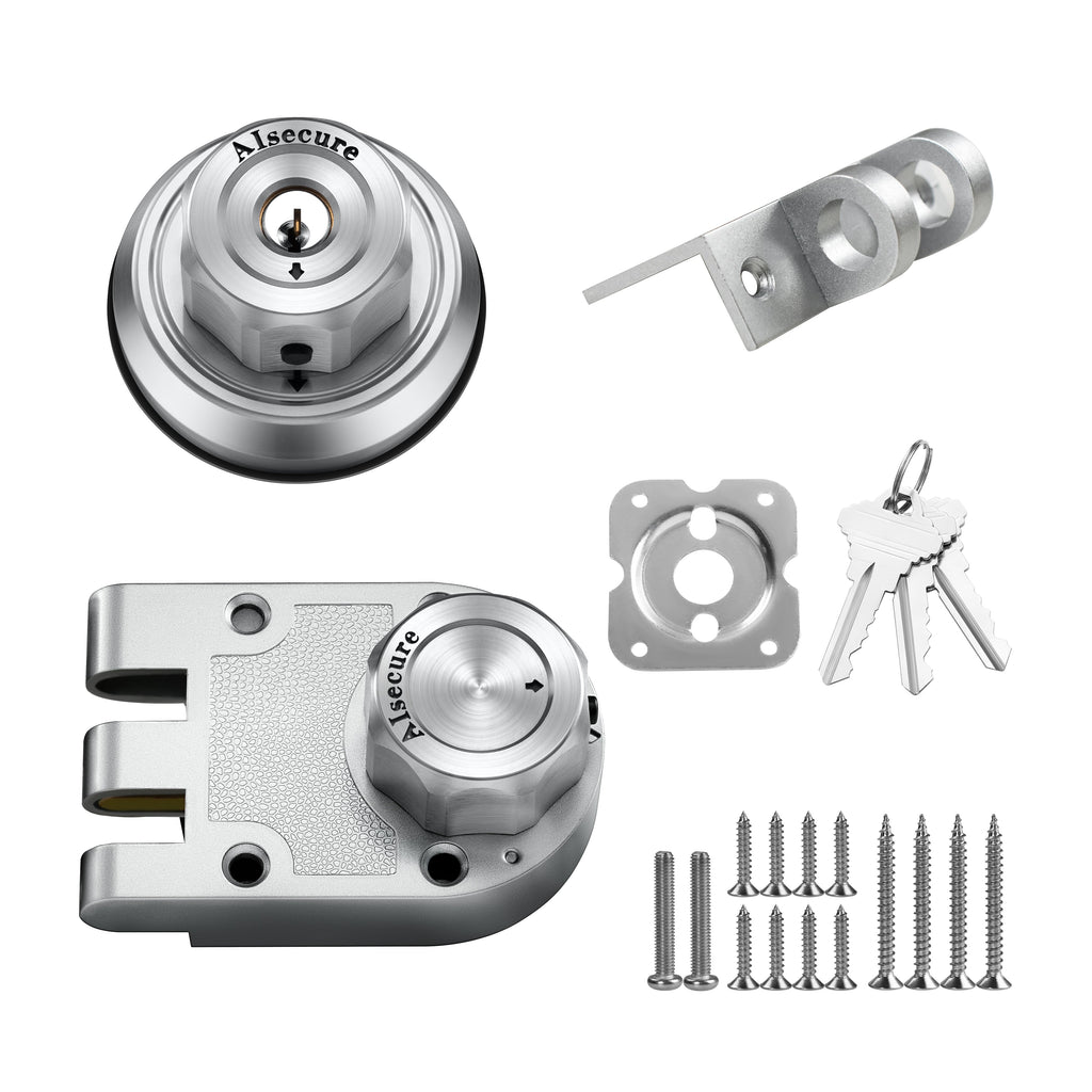 AIsecure 3*A9  (Schlage keyway) Jimmy Proof Lock SC keyway, with Night Latch & Anti-Mislock Button, Silver