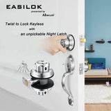 EASILOK 3*E2（1*brass E2+2*silver E2，dimple Keyway） with Keyed Alike Combo, Twist to Lock Deadbolt Lock Keyless with Night Latch & Anti-Mislock Button