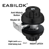 EASILOK 3*E2 (SC keyway) with Keyed Alike Combo, Twist to Lock Deadbolt Lock Keyless with Night Latch & Anti-Mislock Button, Black
