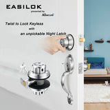 EASILOK 6*E2 with Keyed Alike Combo, Twist to Lock Deadbolt Lock Keyless with Night Latch & Anti-Mislock Button, Silver