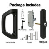 EASILOK A10 Sliding Patio Door Handle Set（with cylinder) , Matte Black
